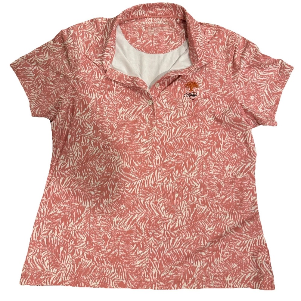 Peter Millar‎ Women's Golf Polo Pink Palm Kiawah Ocean Course Size Large UVF 50+